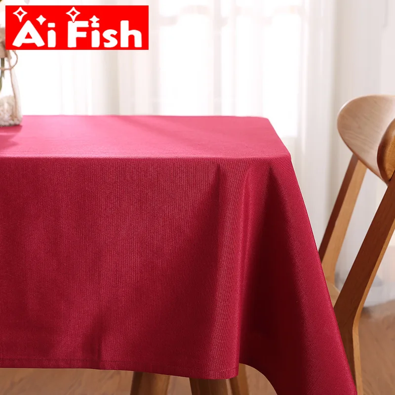 Tablecloth Banquet-Decoration Coffee Washable Aifish Modern Dinner Green Solid Red Party