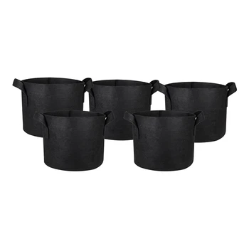

5 Pack 2 GallonsGrow Bags,Plants Pots with Handles,Indoor & Outdoor Grow Containers For Plants,Vegetables and Fruits