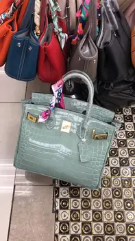 

free shipping 2020 the new style alligator genuine cow leather fashion lady handbag one shoulder crossbody bag 12 color 3 size