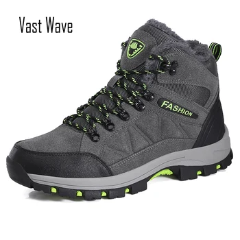 

Vastwave Unisex Men hiking Boots Plush Warm women Snow Boots Waterproof Men Ankle Boots Lace-Up Outdoor maleWinter shoes 39-45