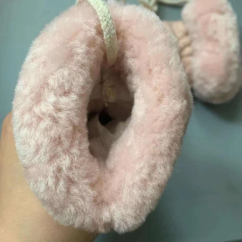 Kids Manual Warm Mittens Genuine Leather Gloves for 2-5 year Children Winter Warm Wool Fur Gloves Minttens girls & boys