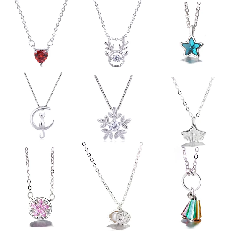 

Necklace Women 925 Sterling Silver Romantic Flower Necklace Pendant Anniversary Gift Cat Jewelry Pearl Luxury Bijoux