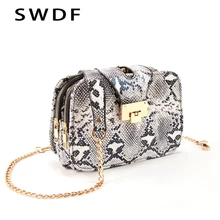 Новая весенняя модная женская сумка на плечо с цепью на ремне лоскут змеиная дизайнерская женская сумочка клатч женские сумки-мессенджеры с металлической пряжкой