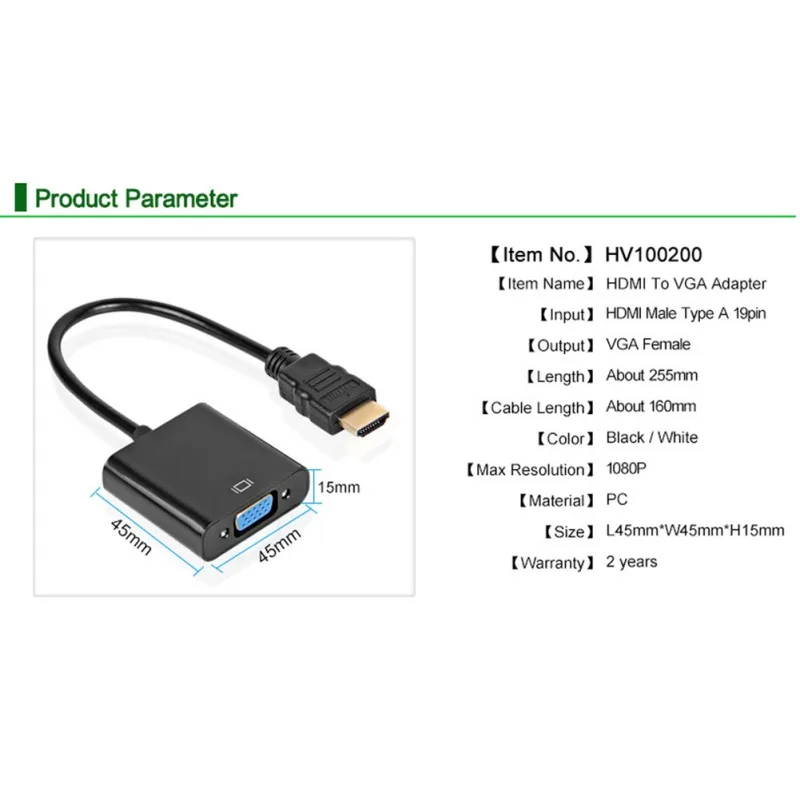 С 3,5 мм аудио порт для ПК ноутбука планшета 1080P HDMI мужчин и VGA Женский адаптер конвертер