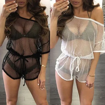 

women bikini swimsuit cover up fishnet sheer kaftan beach cover ups saida de praia