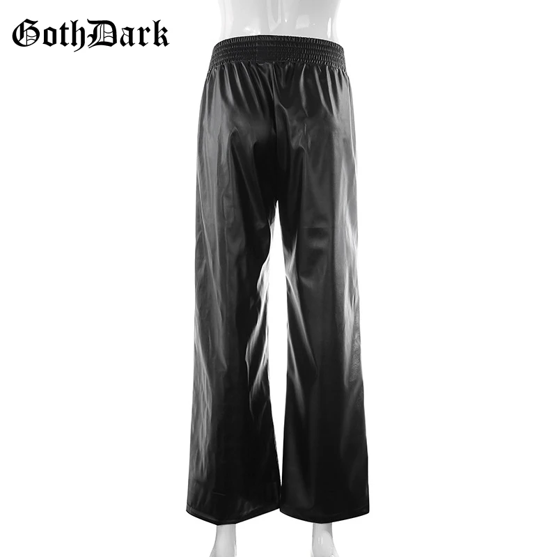 Готические темно-черные винтажные готические брюки для женщин Harajuku расклешенные брюки для женщин осень Хэллоуин гранж-Панк Высокая талия шик