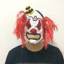 Страшно злой клоун латексная резиновая маска на Хеллоуин Клоун Маска с волосами для взрослых