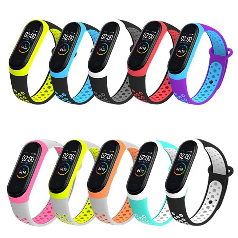 

Universal for Xiaomi Mi Band 3 /4 Smart Bracelet Wristband Two-color Silicone Hole Section Multi-color Sports Replacement Belt