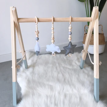 

Nordic Baby Gym Wood Toys Nursery Sensory Ring-pull Toy Rattles Activity Gym Frame Toys Wooden Infant Clothes Rack Room Decor