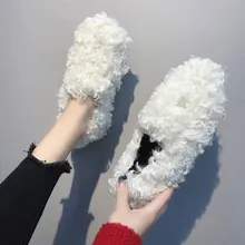 Новая женская обувь с плюшевой подкладкой г. Осенне-зимняя Уличная обувь на плоской подошве модная женская Нескользящая повседневная обувь 35-40