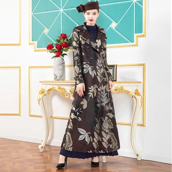 

2020 Vintage Winter Trench Coat Women British Style Runway Coat Turn-down Collar Pockets Windbreaker DZ2516