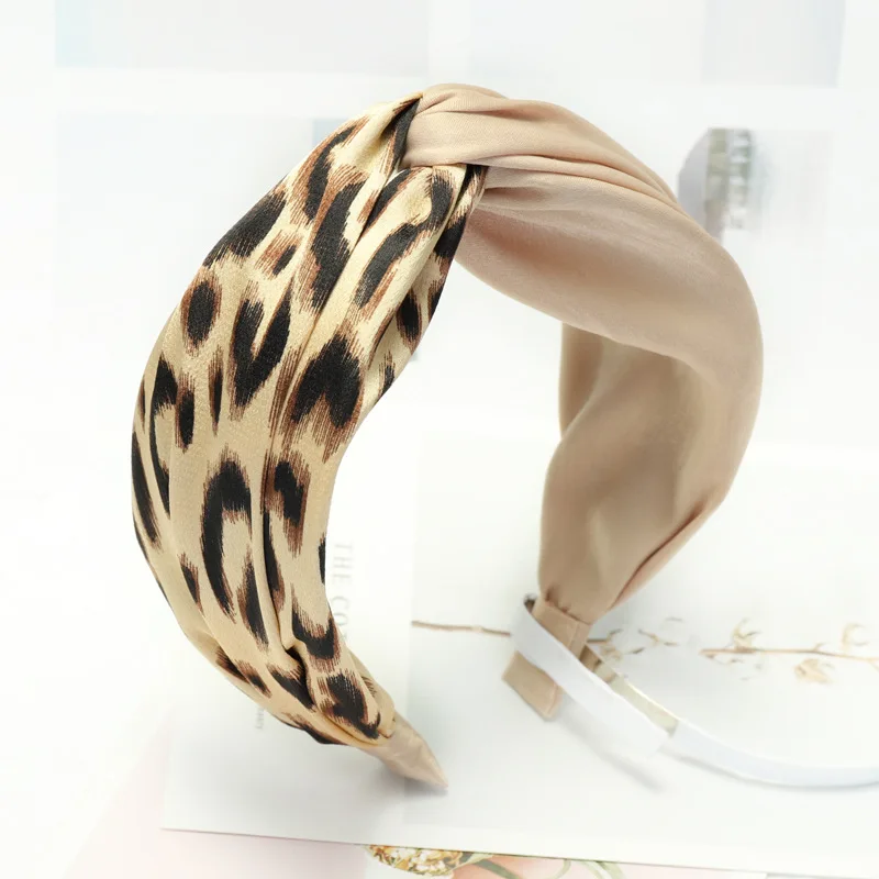 Xugar повязка на голову с леопардовым узлом для женщин премиум эластичная лента для волос Мягкая тканевая головная повязка модные аксессуары для волос для девочек - Цвет: 8