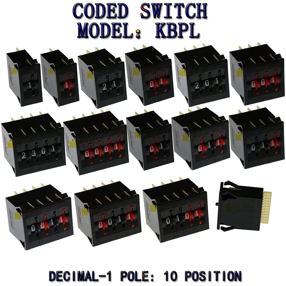 KBPL BCD รหัสไบนารีเอาต์พุตสวิทช์/ThumbwheelSwitches 0-9C Gold Plated Terminal Block 0-9ตัวเลขทศนิยมรหัสสีดำ 1