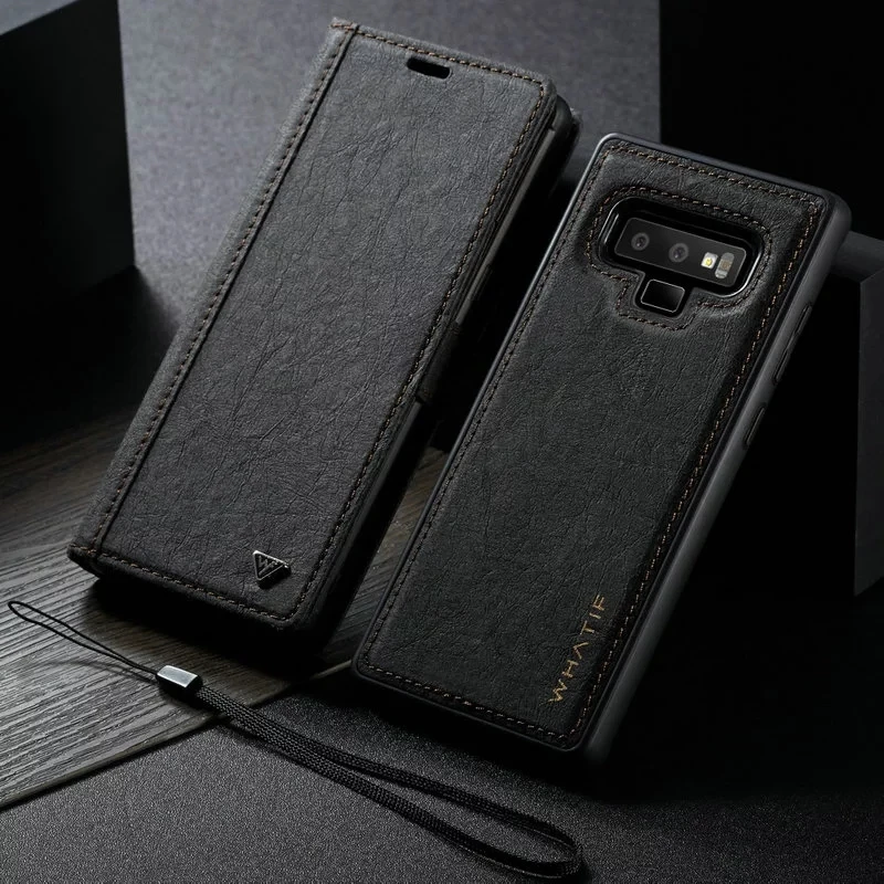 Крафт-бумажный кожаный чехол для samsung galaxy note 9 8 S8 S9 Plus S7 edge Магнитный чехол Флип-держатель для карт съемный чехол для телефона