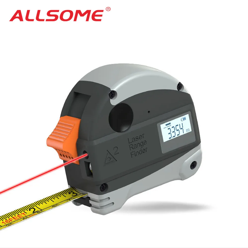 ALLSOME Laser Rangefinder + 5M Anti-fall Steel Tape Metric and Inch Tape measure High Precision Distance Meter