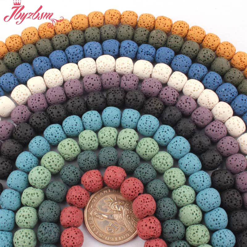 10mm Round Smooth Lava Rock Beads Natural Stone Beads For DIY Necklace