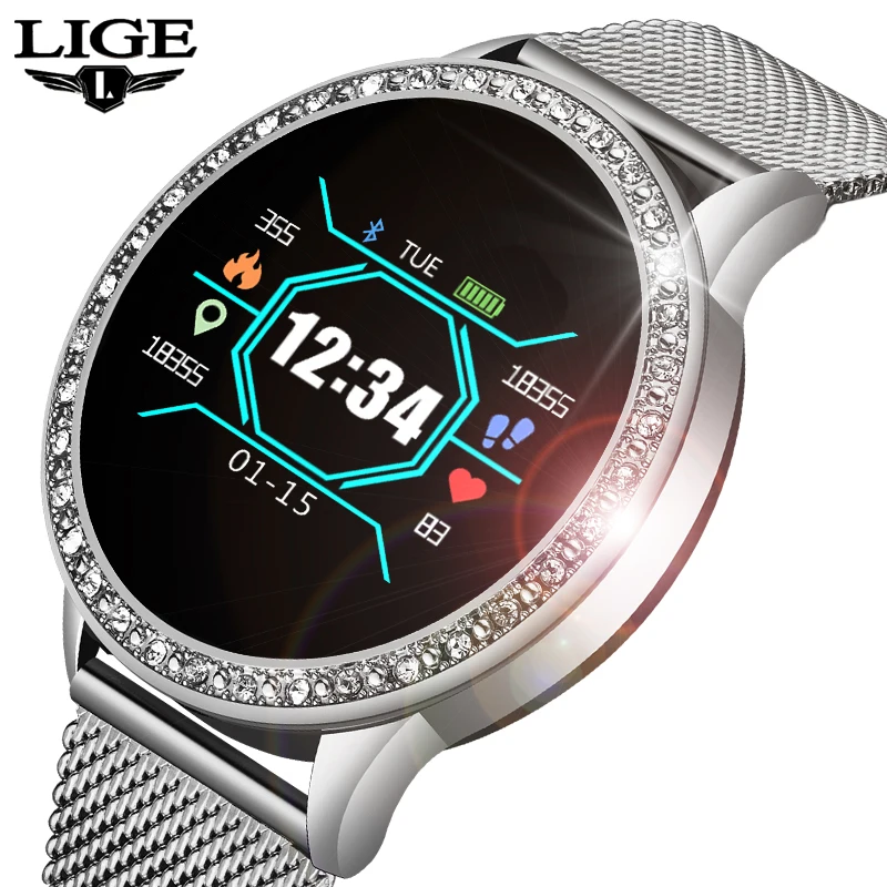 

LIGE New Smart Watch Women IP67 Fitness Tracker Blood Pressure Heart Rate Monitor Pedometer Sports Smartwatch For Android ios