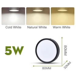 Enhanced LED Spotlight: Modern Foldable Ceiling Lamp with Surface Mounted Downlight - Natural White (Type B Black 5W)