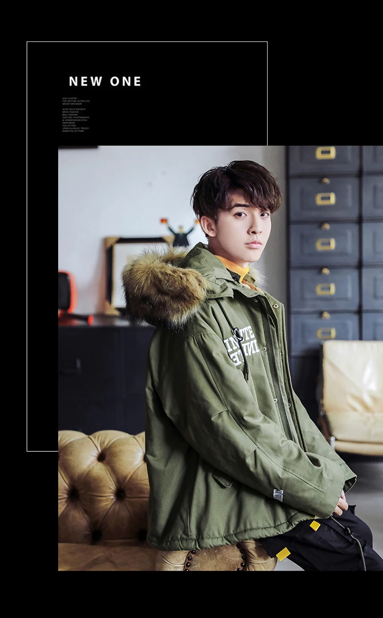 Men's winter casual street jacket coat trend warm coat new men's printing padded cotton clothes winter windbreaker jacket