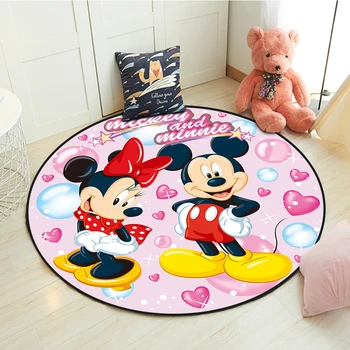 

Disney Mickey Minnie Mouse Rug Children Baby Kids Crawling Game Mat Round Living Room Carpet Indoor Welcome Soft Mat Gift