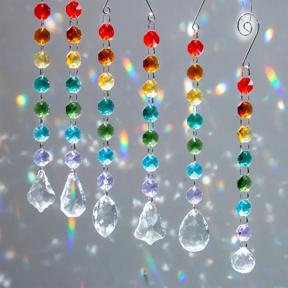 H& D чакра хрустальные призмы Suncatcher с мульти Восьмиугольные бусины окна висячие украшения Радуга производитель Коллекция декор, упаковка из 6