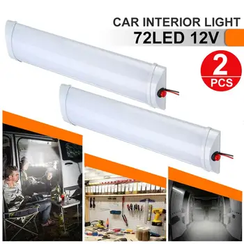 

Car Interior Led Light Bar 12W 72 LED White Light Tube with Switch 2Pcs for Van Lorry Truck RV Camper Boat Indoor Ceiling Light