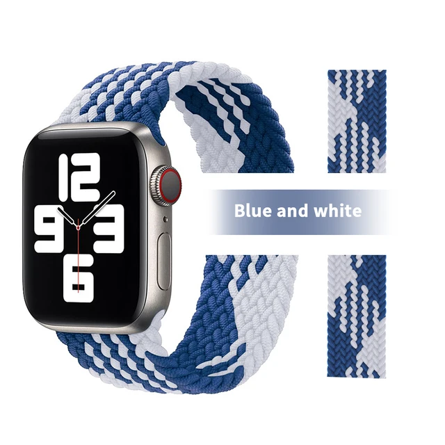 Pride Braided Solo Loop Band For Apple Watch Se Strap 44mm 40mm Elastic Wristband Bracelets 41mm 45mm Series 765432 42mm38mm 7 Blue white