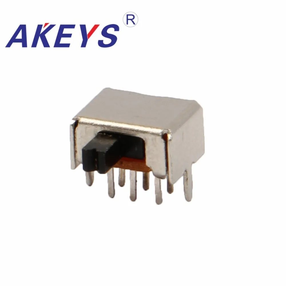 

10PCS SK-22D07 2P2T Double pole double throw slide switch side insert 6 pin with 2 fixed pin for toys Handle height 3/4mm