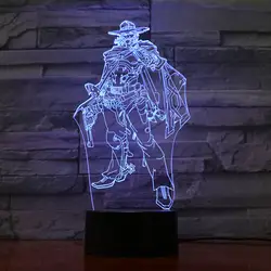 3D лампа Overwatch Jesse mccree прекрасный подарок для бойфренда сенсорный сенсор Cutomized Led ночник лампа для украшения