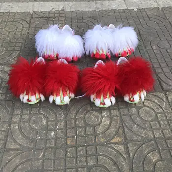 

Cute Cosplay Wool Lion Dance Shoes Mascot Costume Wool Chinese Folk Art Southern Lion Two Adults Cosplay Game Advertising
