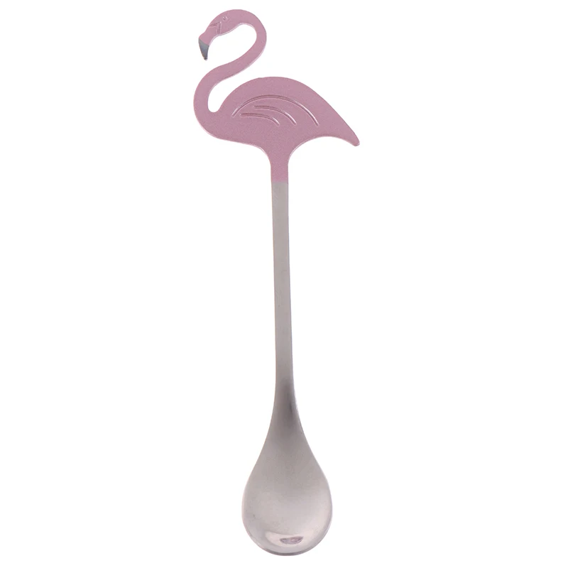 as pic Stainless Steel Flamingo Coffee Tea Stirring Spoon Meal Soup Cake Jelly Dessert Ice Cream Scoop Gift Kitchen Bar Tableware - Цвет: as pic