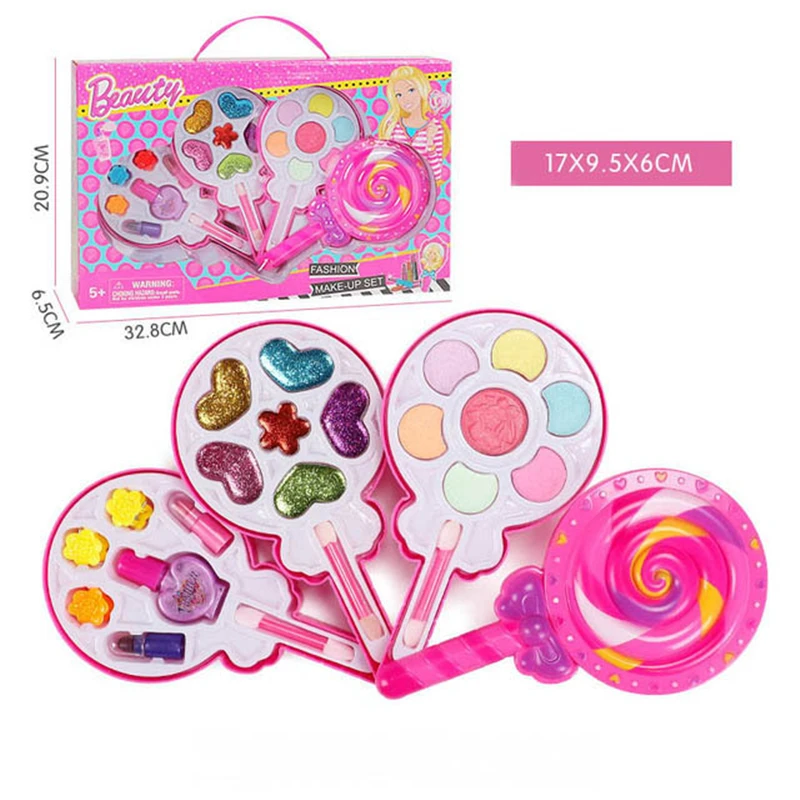 amazing Children make toy set game princess pink makeup safety non-toxic for girl dress up cosmetics kit pr