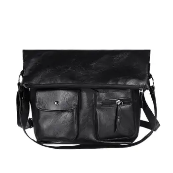 

Women Bags Messenger Shoulder Crossbody Bag Pure color Leather Vintage Large capacity Simple Wild Stylish Zipper H1