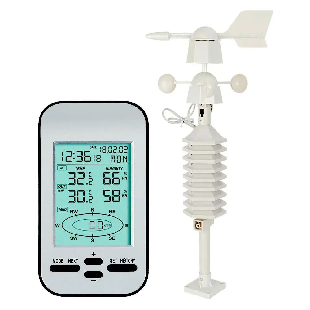 RF 433mhz Wireless Weather Station Clock Wind Speed Direction Sensor Temperature