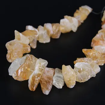

Natural 6-18x15-40mm Rough Citrines Geode Freeform Nugget Gravel Gems Stone Lace Loose Beads 15"