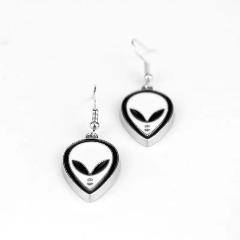 

Outer Space Aliens Earrings Enamel Aliens Head Dangle Earrings for Women Jewelry