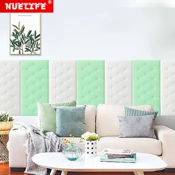 

Green rectangular anti-collision soft package wall sticker self-adhesive bedroom bedside living room background tatami wallpaper