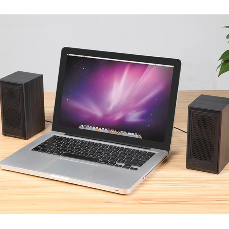 Wooden Computer Speakers Natural Wood Enclosure Desktop Speaker USB Powered Surround Laptop Speaker Wood Multimedia Loudspeakers