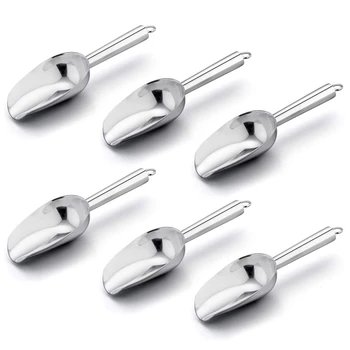 

Mini Ice Scoop Set of 6, Stainless Steel Kitchen Utility Scoops, perfect for Candy/Ice Cube/Flour/Sugar/Coffee Bean