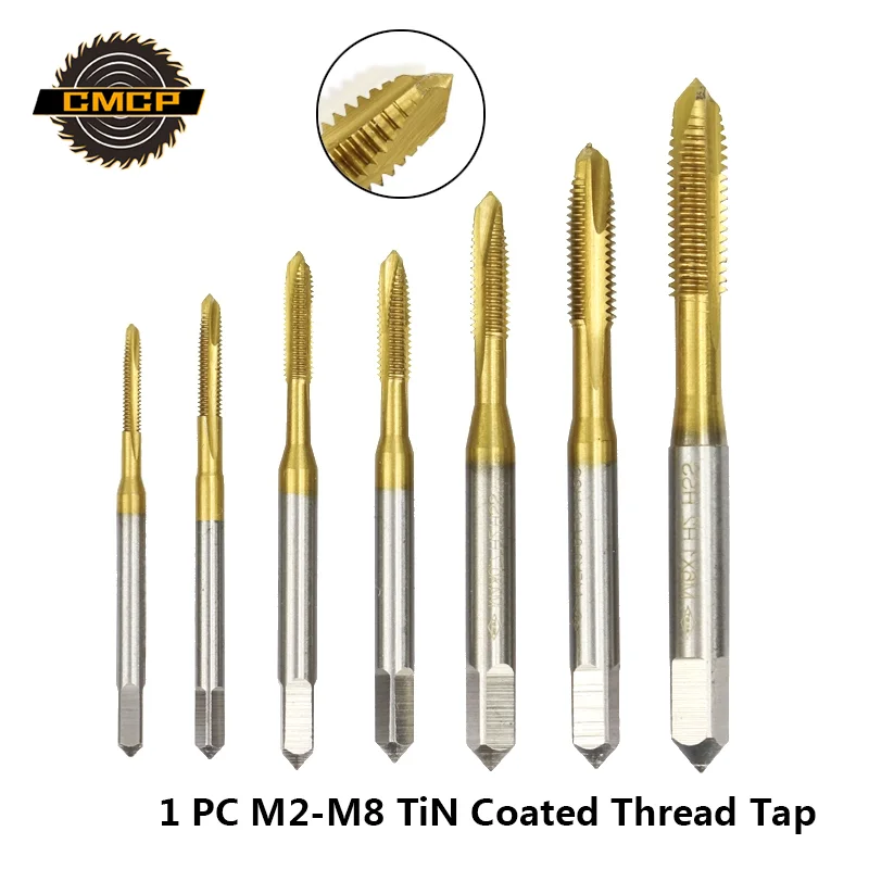 M2-M6 Titanium Plated Metric HSS Straight Flute Thread Screw Tap Plug Tap 
