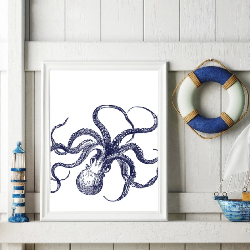 Octopus-Nautical-Vintage-Posters-and-Prints-Kraken-Octopus-Sea-horse-Canvas-Painting-Pictures-Rustic-Bathroom-Wall (3)