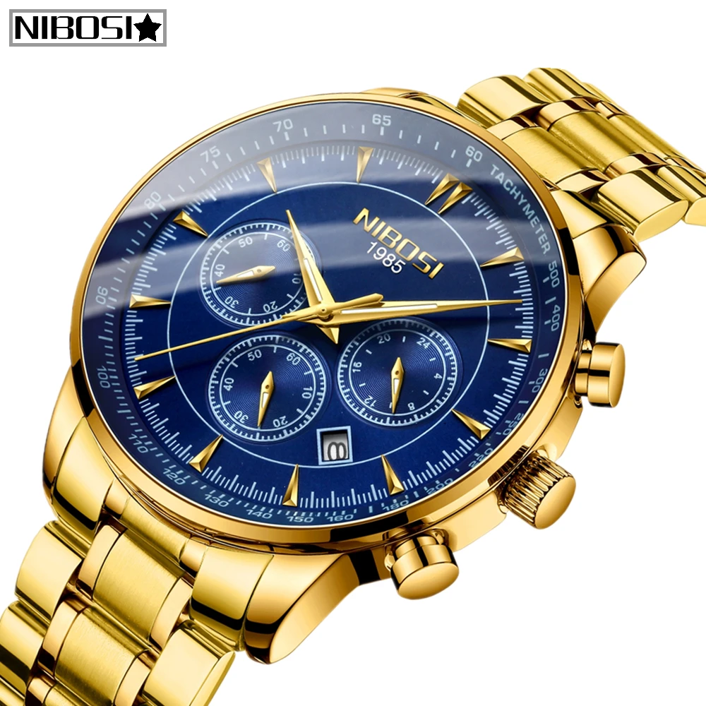 Часы мужские мужские s часы NIBOSI Relogio Masculino люксовый бренд хронограф мужские спортивные часы водонепроницаемые полностью Стальные кварцевые часы для мужчин