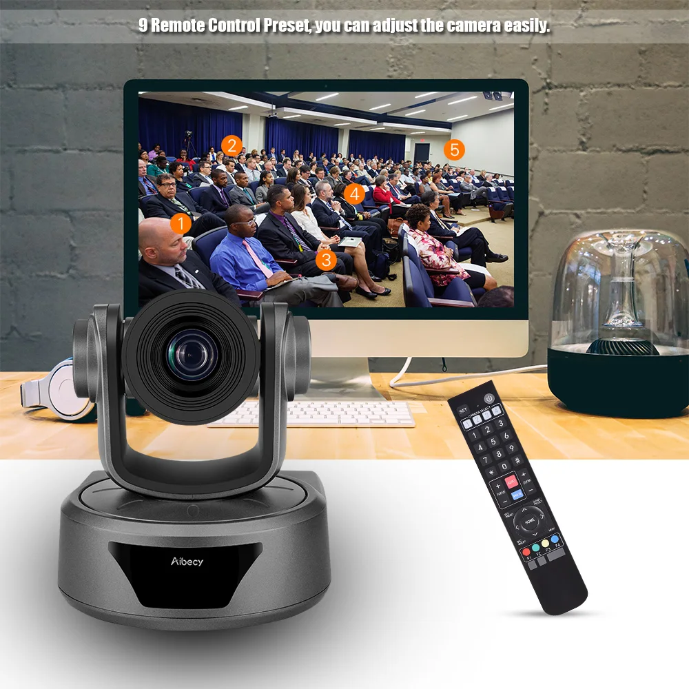 Aibecy Video Conference Camera 3X Optional Zoom Cam Webcam Full HD 1080P 95 Degree Wide Viewing Auto Focus USB2.0 Meeting Camera