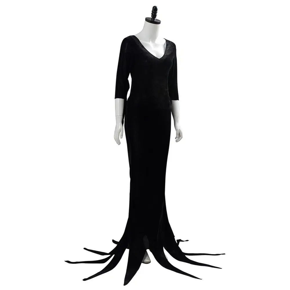 Высокое качество, The Addams family Morticia Addams, карнавальный костюм на Хэллоуин, черное платье для взрослых женщин