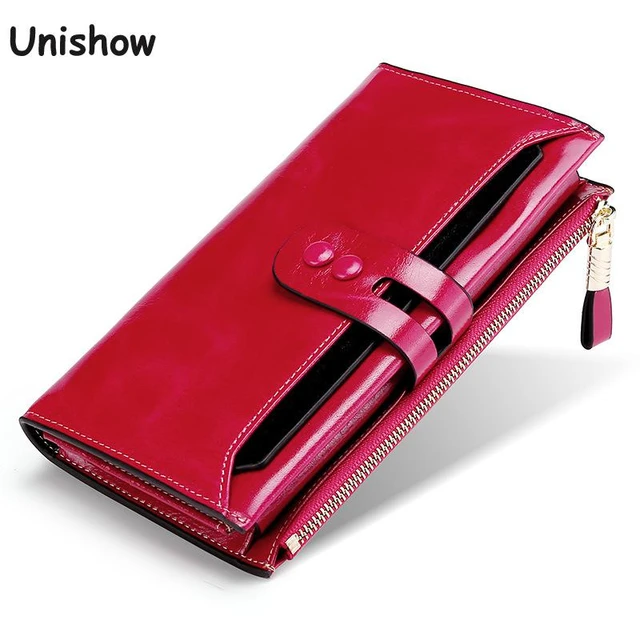 RFID Blocking Genuine Leather Women Wallet Long Lady Leather Purse Brand  Design Luxury Oil Wax Leather Female Wallet Coin Purse - AliExpress