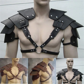 

Fetish Gay Clothing Shoulder Harness Belts Erotic Body Chest Cage Men Sexy Strap Medieval Rave Costume Leather Tops Underwear