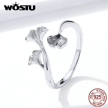 

WOSTU Real 925 Sterling Silver Rose Gold Flower Rings Adjusetable Ring For Women Wedding Engagement Luxury Jewelry FNR097