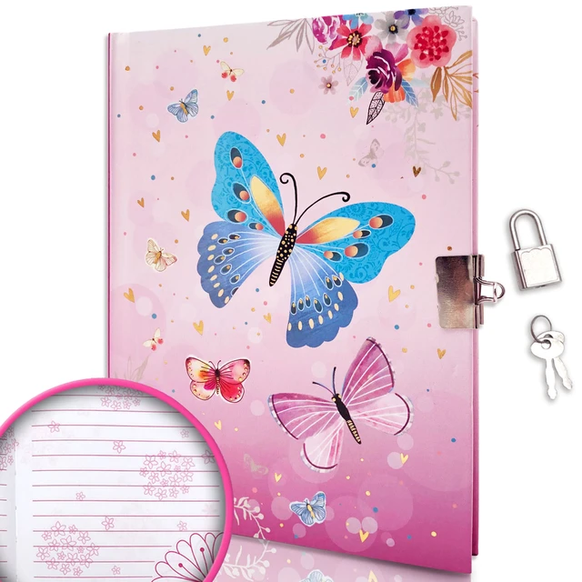 MGGAO Diarios para escribir, diario de rosas para mujeres, con hermoso  papel en blanco, cuaderno de tapa dura A5, diario secreto, diario de  mariposa