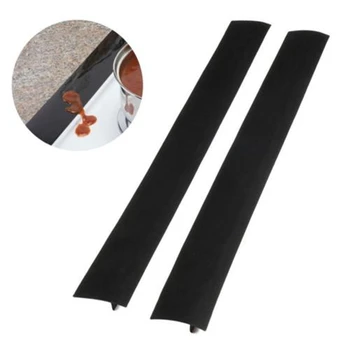 

2Pcs Kitchen Silicone Stove Counter Gap Cover Oven Guard Spill Seal Slit Filler Black White