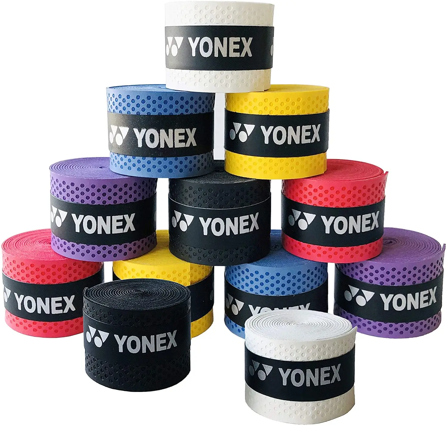 12 Uds Overgrip de agarre de raqueta de alta calidad, bandas de sudor perforadas elásticas con estilo cinturón antideslizante para caña de pescar de Bádminton de tenis